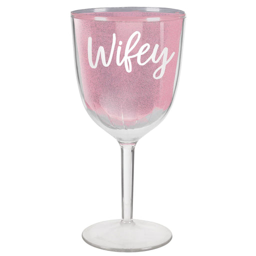 A 12 ounce Blush Wedding Glitter Wine Goblet.