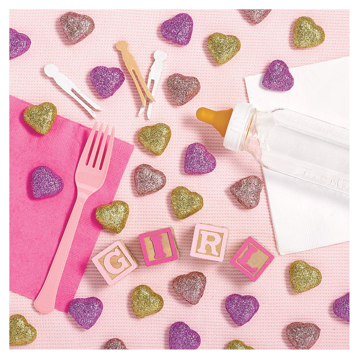 Pink Glitter Hearts Table Scatters Girl 40ct |1pk