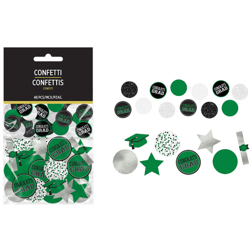 A 48 Piece Graduation Giant Green Confetti Pack.