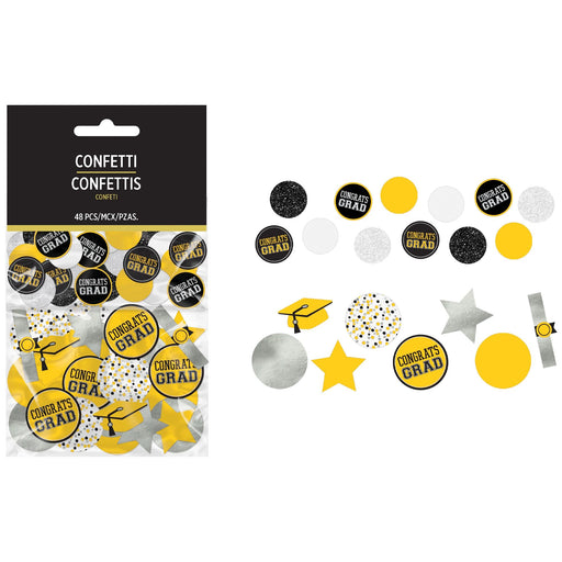 A 48 Piece Graduation Giant Yellow Confetti Pack.