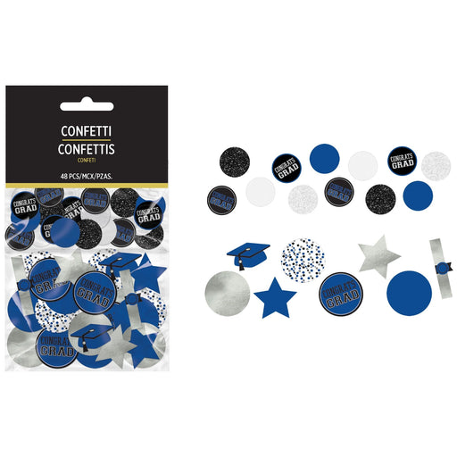 A 48 Piece Graduation Giant Blue Confetti Pack.