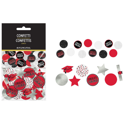 A 48 Piece Graduation Giant Red Confetti Pack.