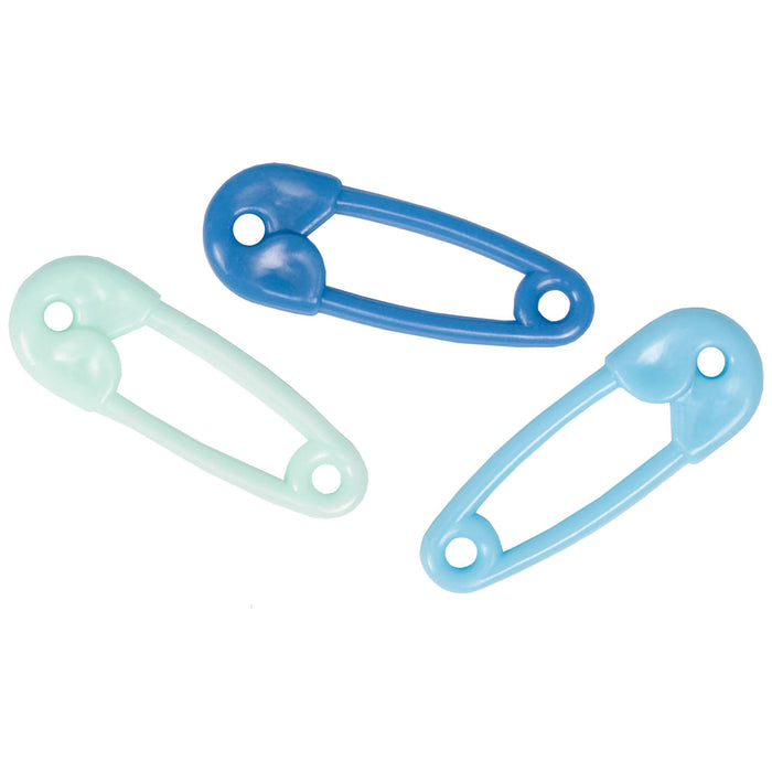 Baby Shower Plastic Safety Pin Favors Blue | 24ct