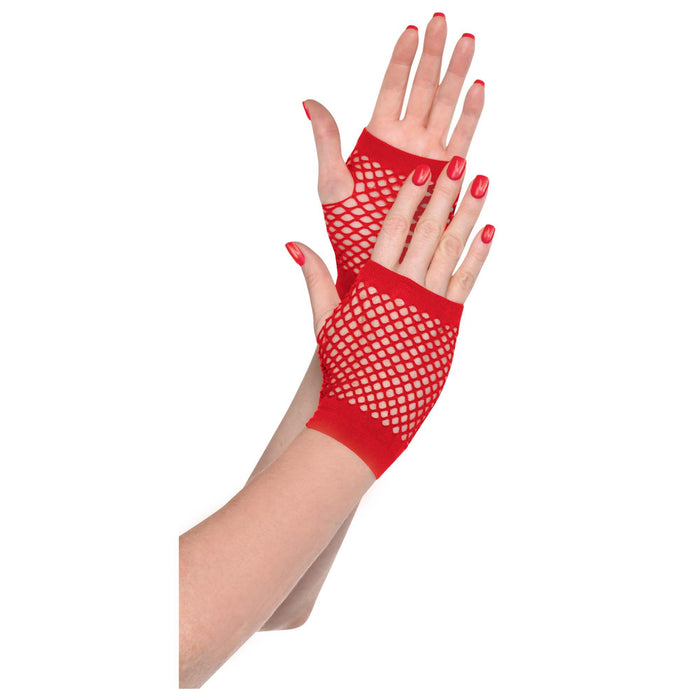 Red Short Fishnet Gloves | 1pr