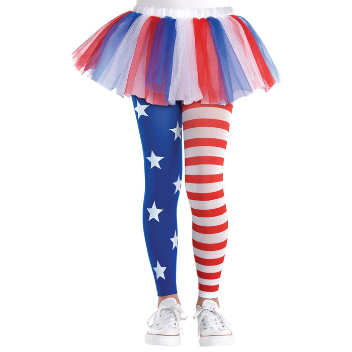 Red, White & Blue Footless Tights Child | 1ct