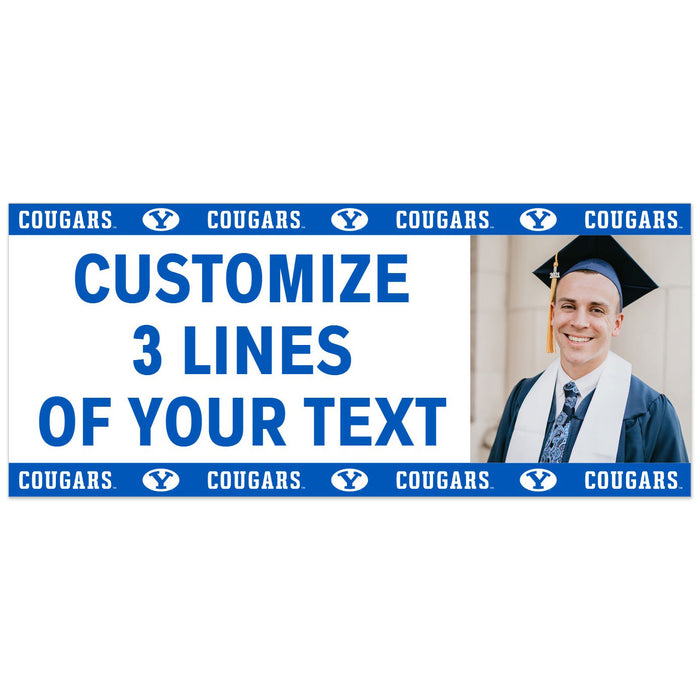 BYU Block Y Pic With 3 Customized Lines Of Text Banner | 1 ct