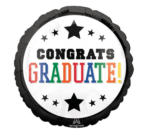 A 18-Inch Graduation Brights Black Border Mylar Balloon.