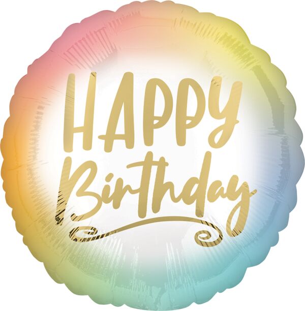 Happy Birthday Ombre & Gold Mylar Balloon 17"  | 1ct.