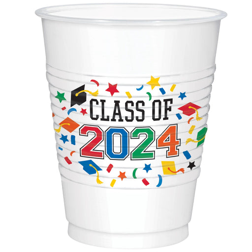Class of 2024 Printed Plastic Cups - 16oz - Multicolor