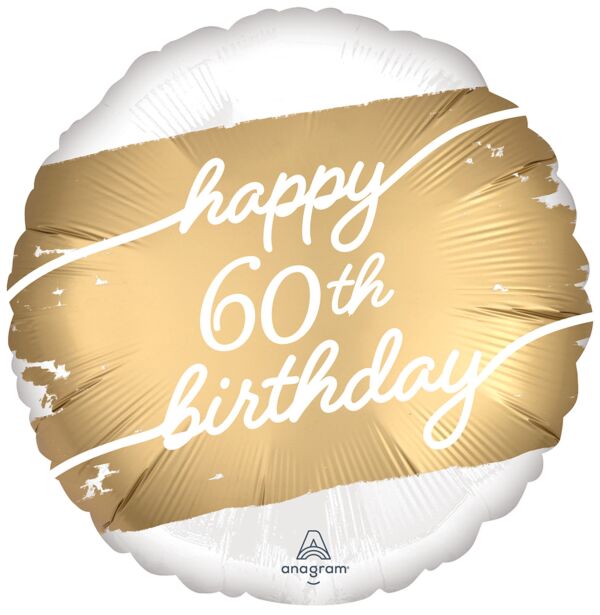 Happy 60th Birthday Golden Mylar Balloon 17"  | 1ct.