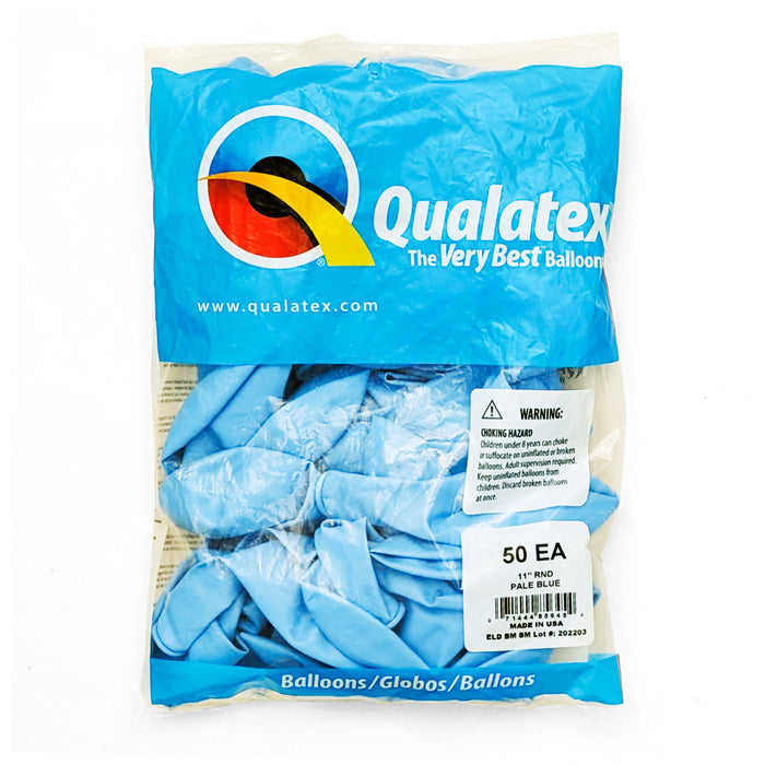 A package of Qualatex Pale Blue Latex Balloons.