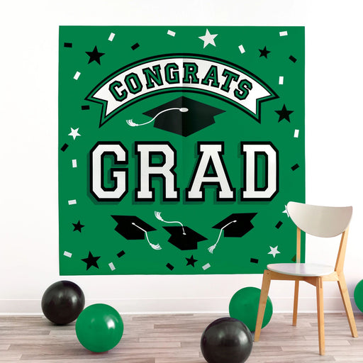 Congrats Grad Plastic Scene Setter - 5.4'x 5.4' - Green