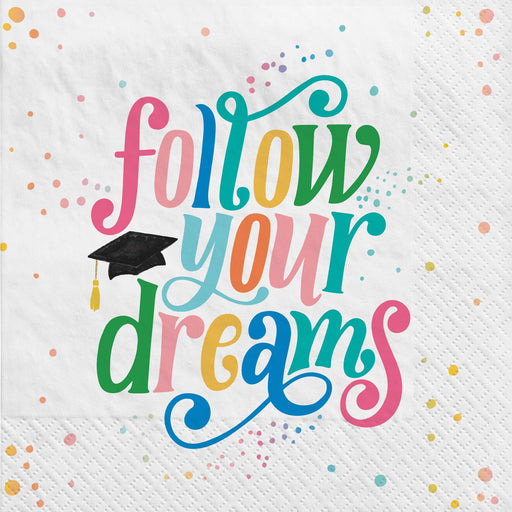 A Graduation Follow Your Dreams Luncheon Napkin.