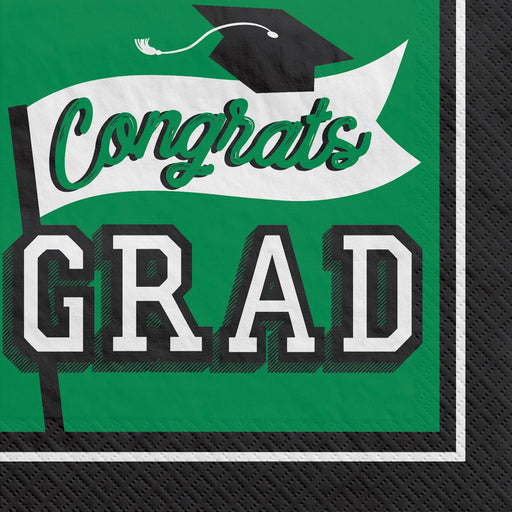 A green Graduation True To Your School Luncheon Napkin.