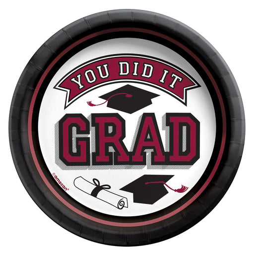 A 7-Inch Maroon Graduation True To Your School Round Plate.