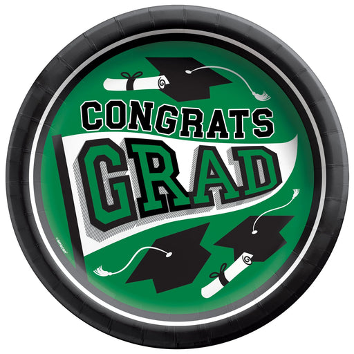 A 9-Inch Green Graduation True To Your School Round Plate.