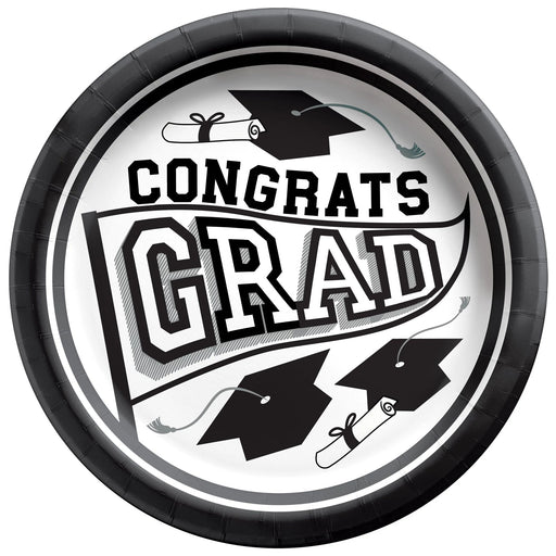 A 9-Inch White Graduation True To Your School Round Plate.