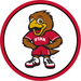 A two-inch round University of Utah Mascot Swoop Sticker.