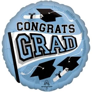 Congrats Grad 18" Round Mylar Balloon - Light Blue