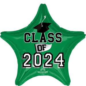 Class of 2024 18" Star Mylar Balloon - Green