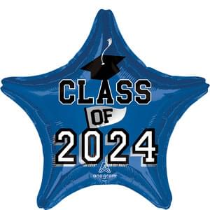 Class Of 2024 Blue Star Mylar Balloon - 18"