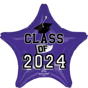 Class of 2024 18" Star Mylar Balloon - Purple