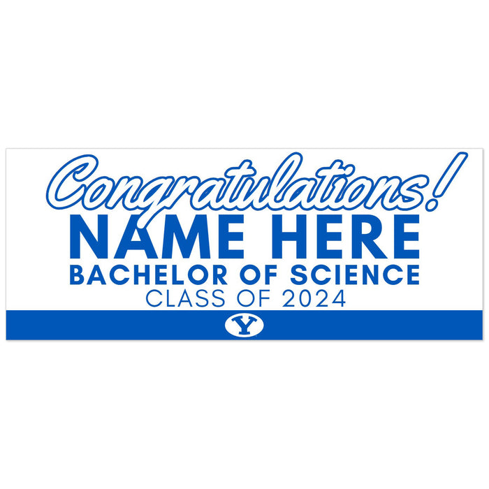 BYU Congrats 2024 Grad White Customized Degree Banner | 1 ct