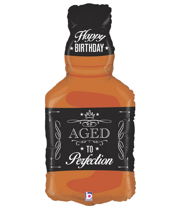 Happy Birthday Aged To Perfection Whisky Supershape Balloon 34" | 1ct