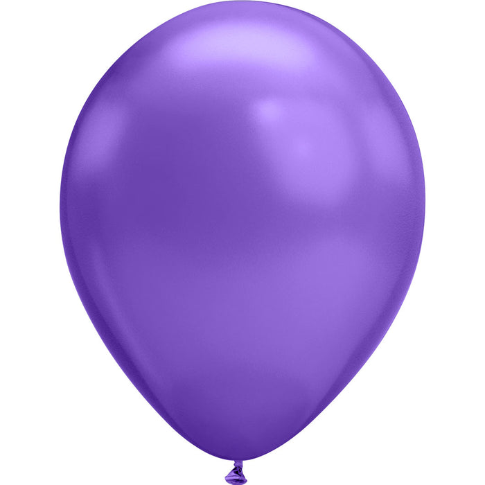 An inflated 11-inch Chrome Purple, Qualatex Latex Balloon.