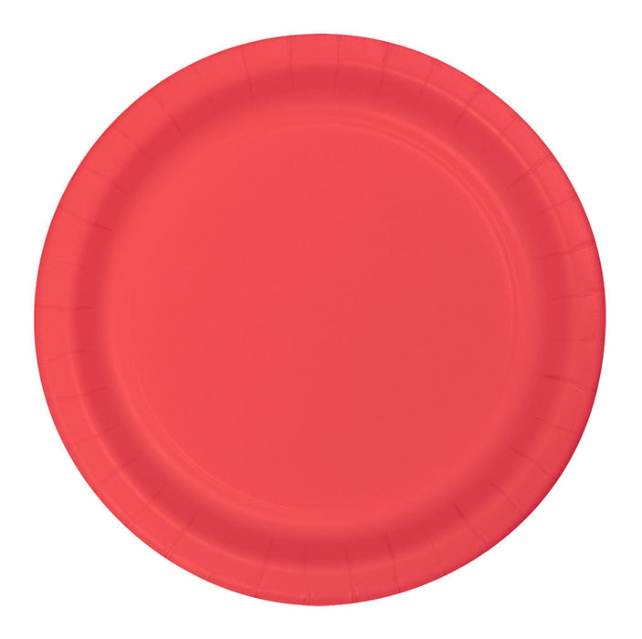 Coral Paper Lunch Plates 9'' | 24ct