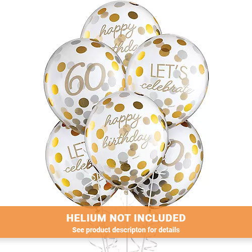 Milestone Latex Confetti 60th Golden Age Balloons | 6ct