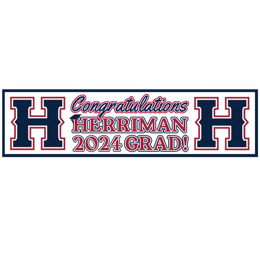 A 50"x13" Herriman High School 2024 Grad Banner to Go.