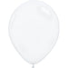 An inflated 11-inch Diamond Clear Qualatex Latex Balloon.