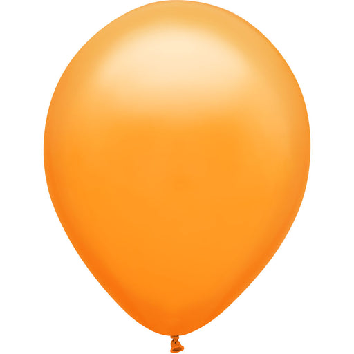 An inflated 11-inch Qualatex Orange Latex Balloon.