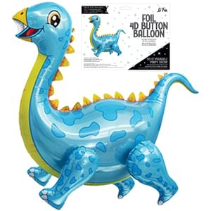 Air Filled Blue Playful Dinosaur 4d Balloon 36" | 1ct