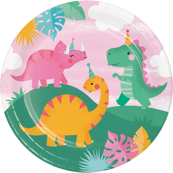 Girl Dino Party Lunch Plates 9" | 8ct