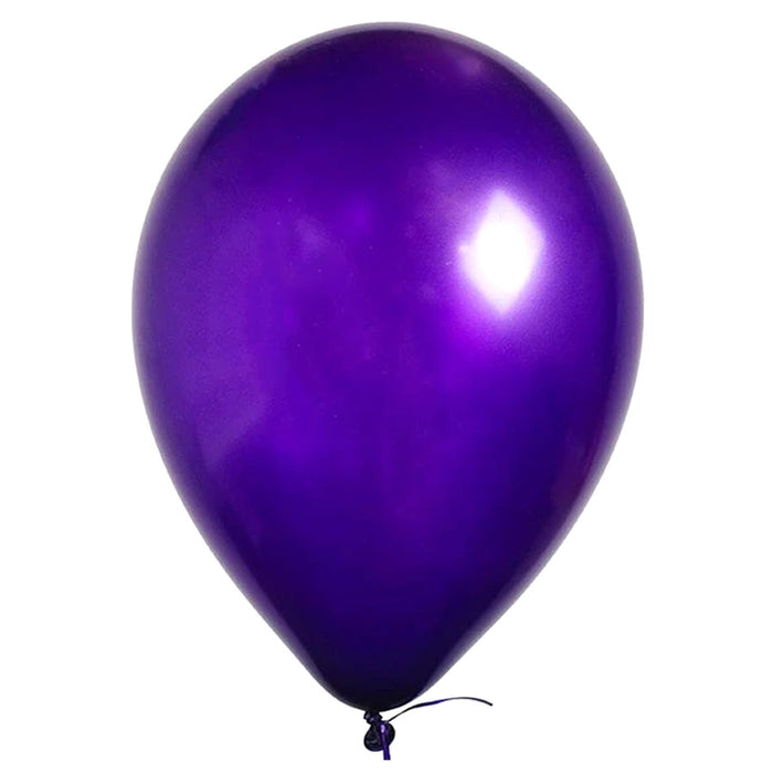 An inflated 11-inch Qualatex Purple Violet Latex Balloon.