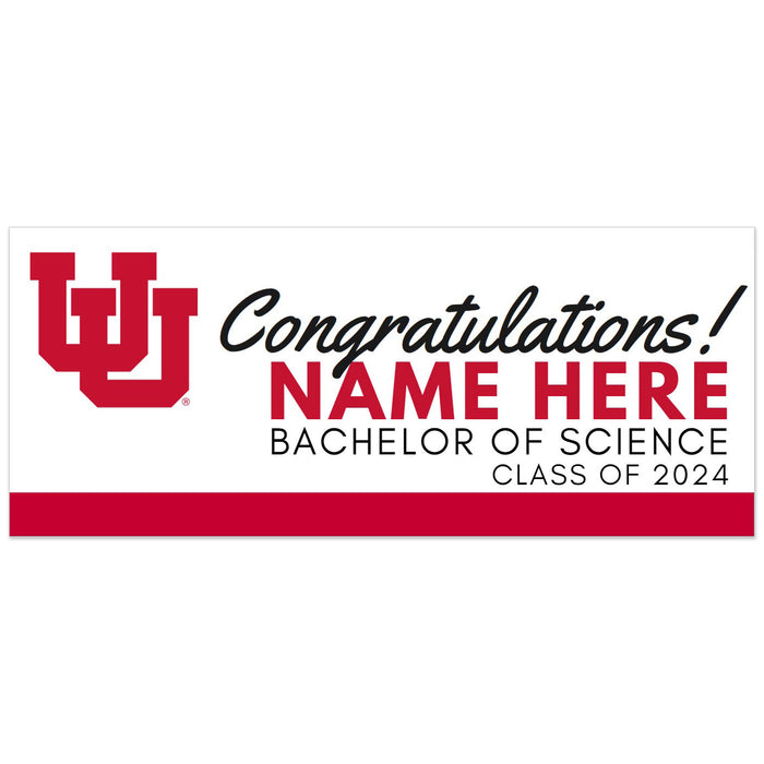 U of U Congrats 2024 Grad Customized Degree Banner | 1 ct