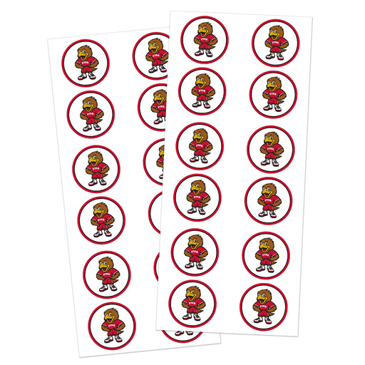 2 sheets of two-inch round University of Utah Mascot Swoop Stickers.