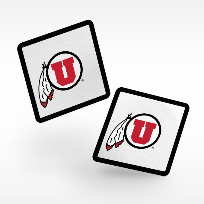 U of U Circle & Feather Coaster 4" | 12 ct
