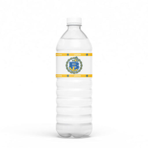 A water bottle with a Bonneville High School Water Bottle Label on it.