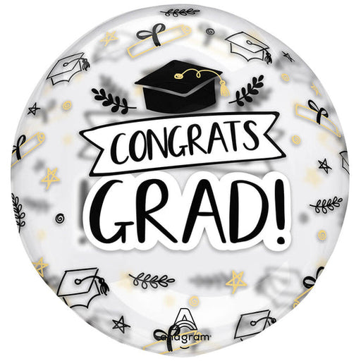 A 18-Inch Graduation Clearly Sketched Grad Orbz Mylar Balloon.