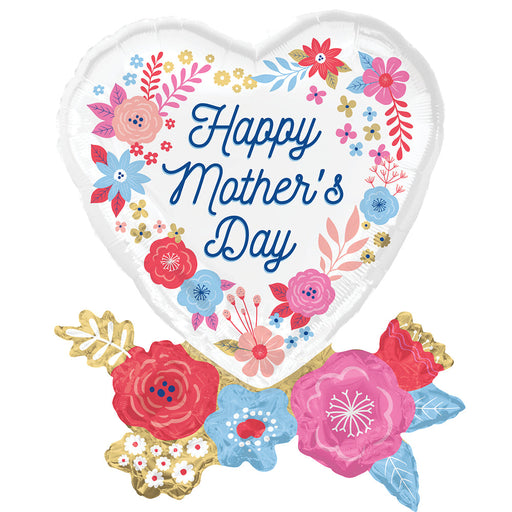 A 30-inch Mother's Day Artful Florals SuperShape Foil Balloon.