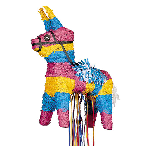 A 19-Inch Burro Three Color Pull String Piñata.