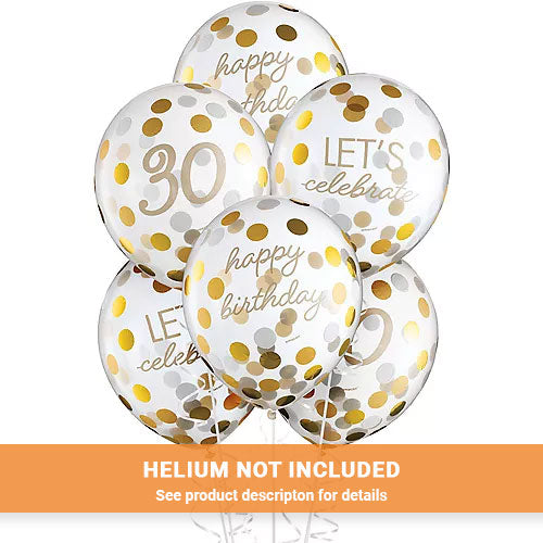 Milestone Latex Confetti 30th Golden Age Balloons | 6ct