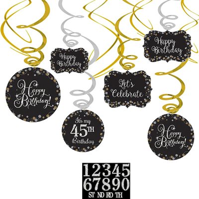 Sparkling Celebration Add Any Age Swirl Decorations Pack | 1ct