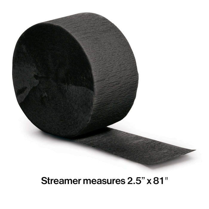 Black Velvet Crepe Paper Streamer 81ft  | 1ct