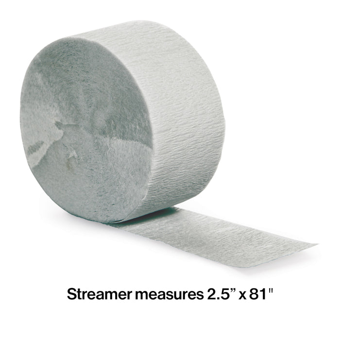 Shimmering Silver Crepe Paper Streamer 81ft  | 1ct