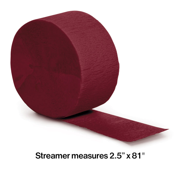 Burgundy Crepe Paper Streamer 81ft  | 1ct