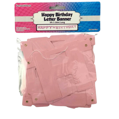Happy Birthday Baby Pink Banner Letter 5' | 1ct
